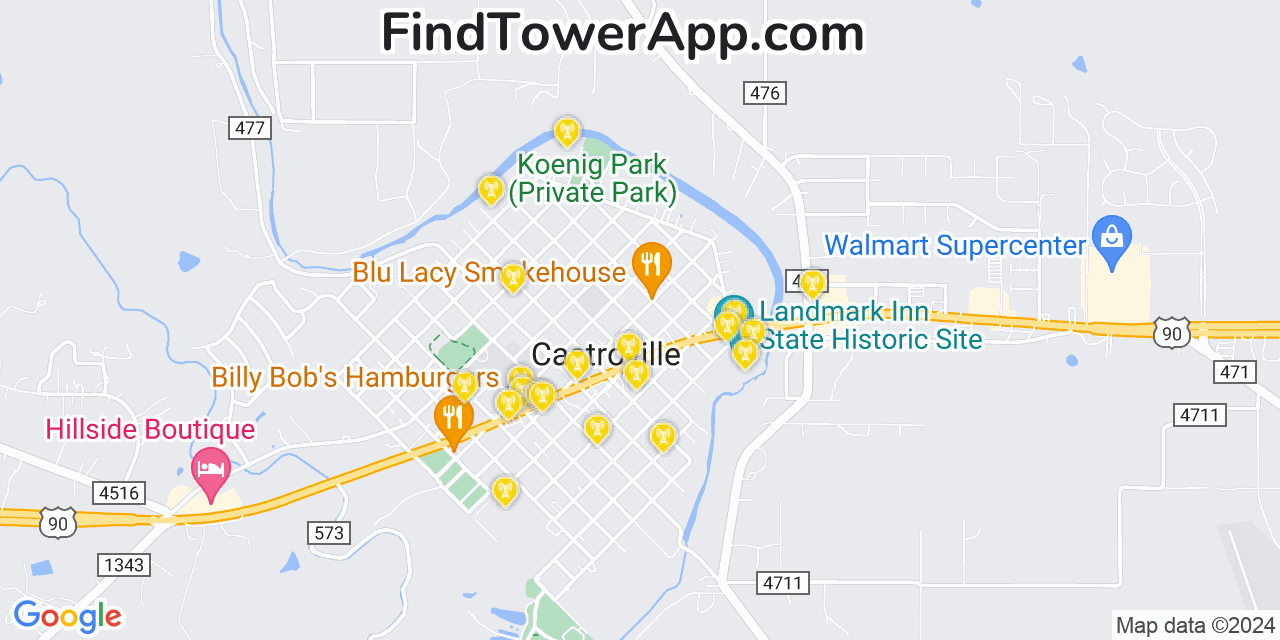 Verizon 4G/5G cell tower coverage map Castroville, Texas