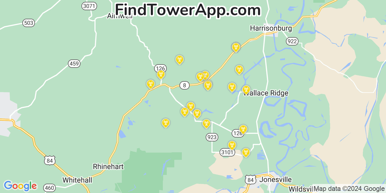 AT&T 4G/5G cell tower coverage map Catahoula, Louisiana