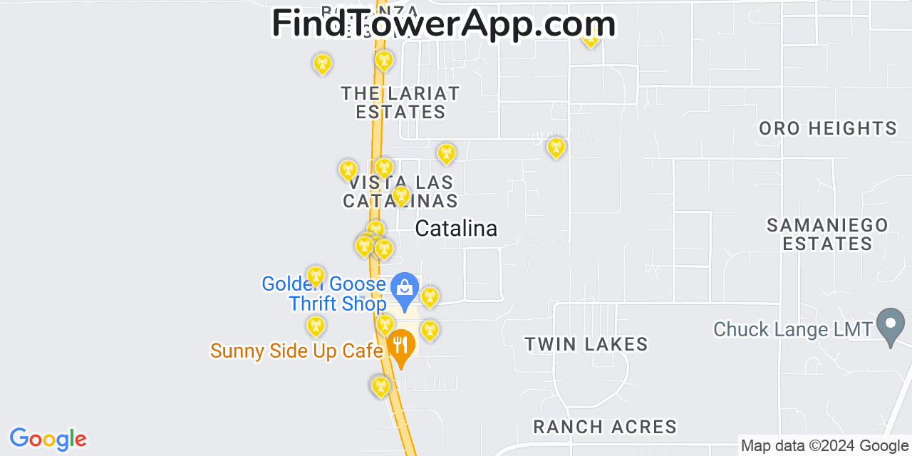 AT&T 4G/5G cell tower coverage map Catalina, Arizona