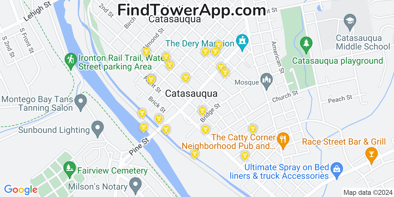 AT&T 4G/5G cell tower coverage map Catasauqua, Pennsylvania