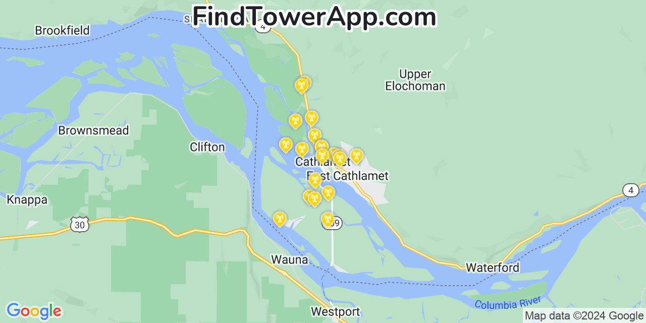 T-Mobile 4G/5G cell tower coverage map Cathlamet, Washington