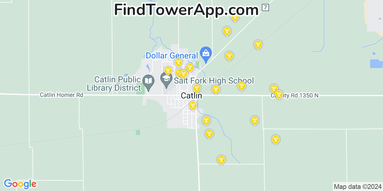 T-Mobile 4G/5G cell tower coverage map Catlin, Illinois