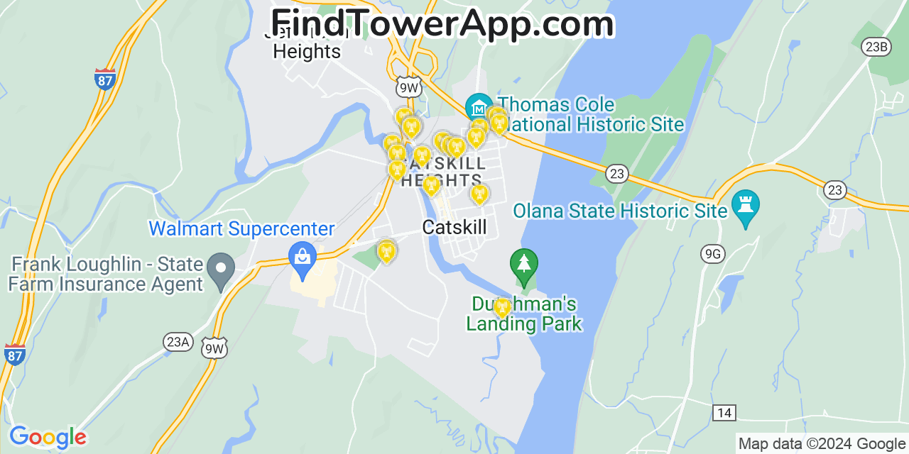 Verizon 4G/5G cell tower coverage map Catskill, New York