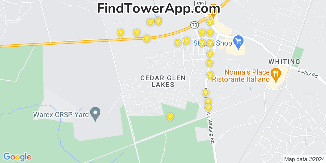 AT&T 4G/5G cell tower coverage map Cedar Glen Lakes, New Jersey