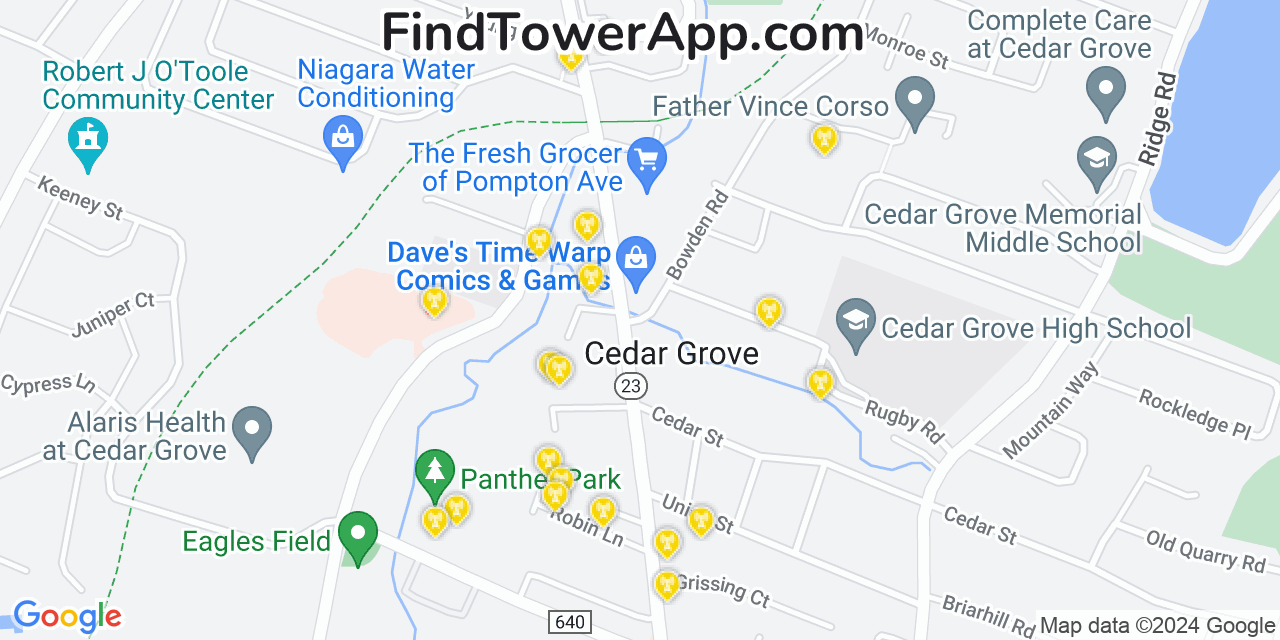 AT&T 4G/5G cell tower coverage map Cedar Grove, New Jersey