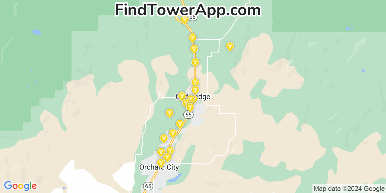 AT&T 4G/5G cell tower coverage map Cedaredge, Colorado
