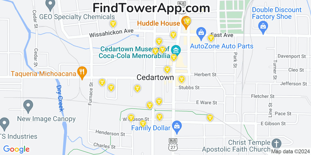 AT&T 4G/5G cell tower coverage map Cedartown, Georgia