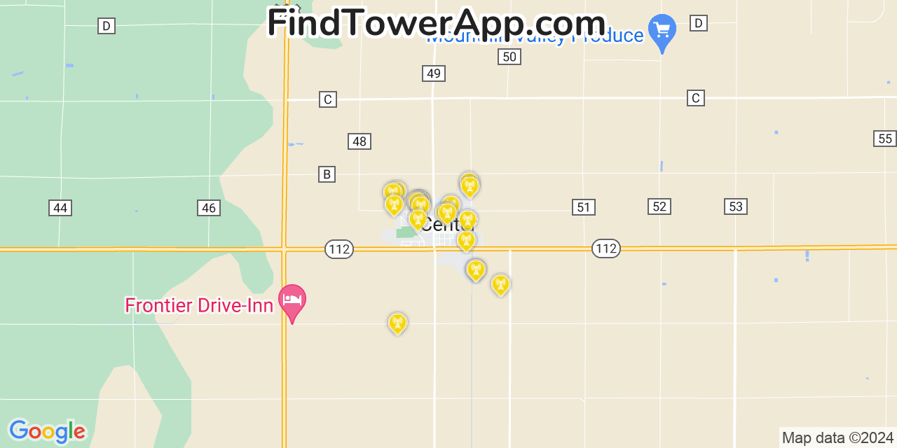 AT&T 4G/5G cell tower coverage map Center, Colorado