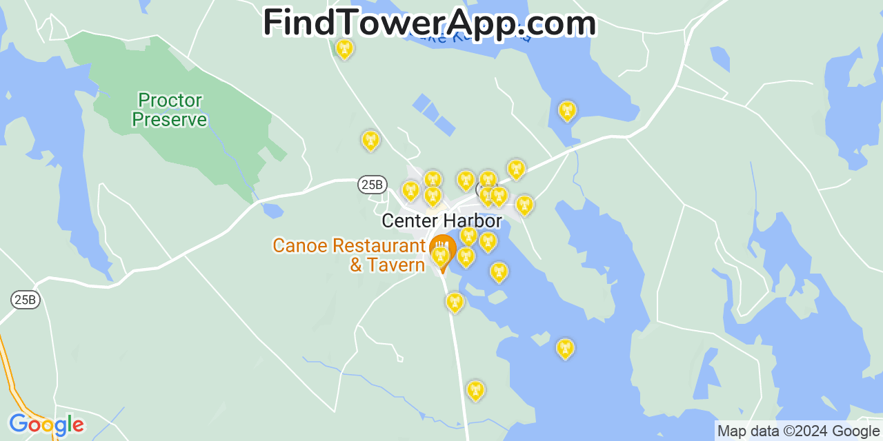 AT&T 4G/5G cell tower coverage map Center Harbor, New Hampshire