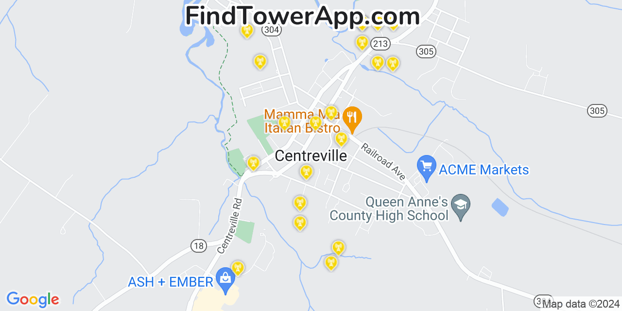 T-Mobile 4G/5G cell tower coverage map Centreville, Maryland