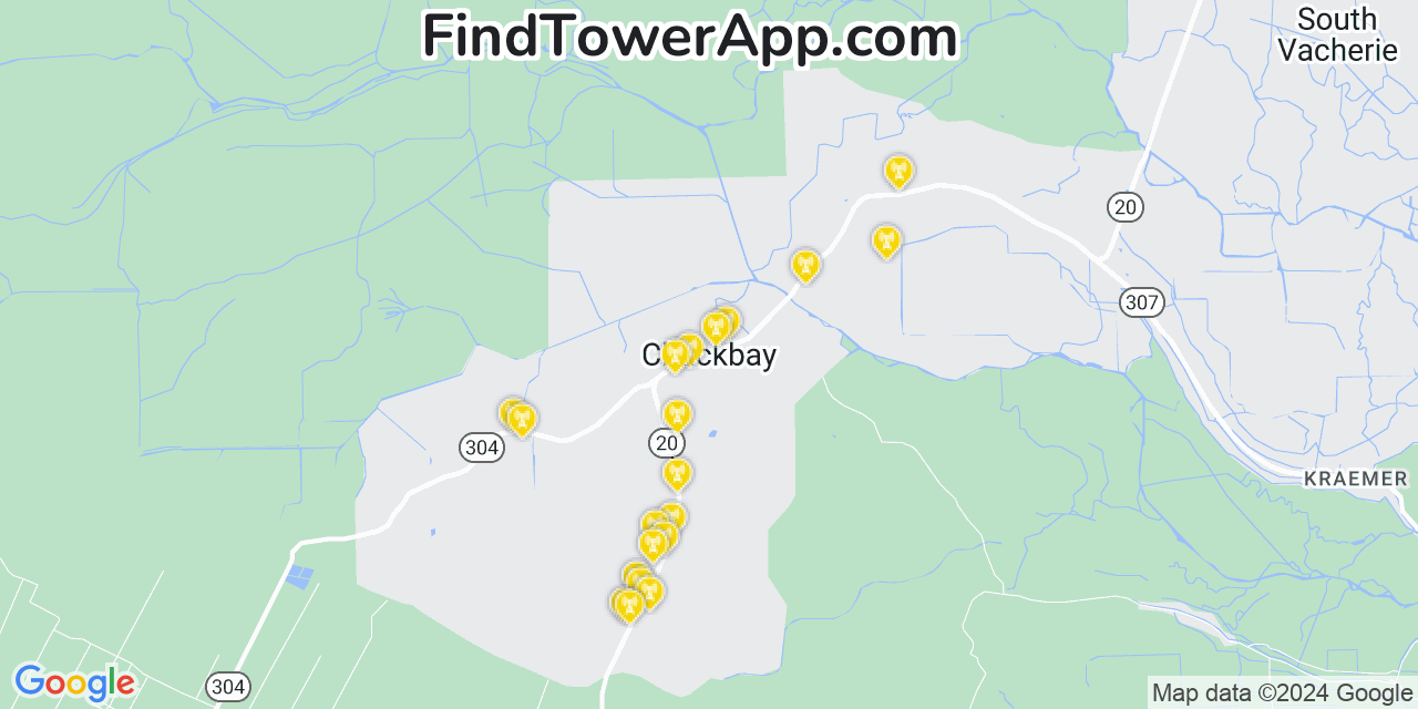 AT&T 4G/5G cell tower coverage map Chackbay, Louisiana