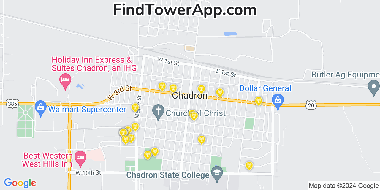 T-Mobile 4G/5G cell tower coverage map Chadron, Nebraska