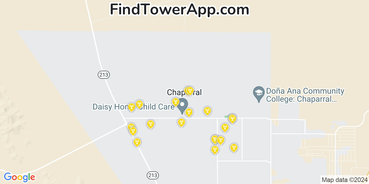 AT&T 4G/5G cell tower coverage map Chaparral, New Mexico
