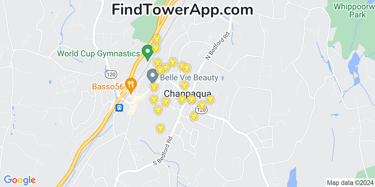 Verizon 4G/5G cell tower coverage map Chappaqua, New York