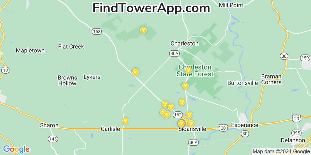 T-Mobile 4G/5G cell tower coverage map Charleston, New York