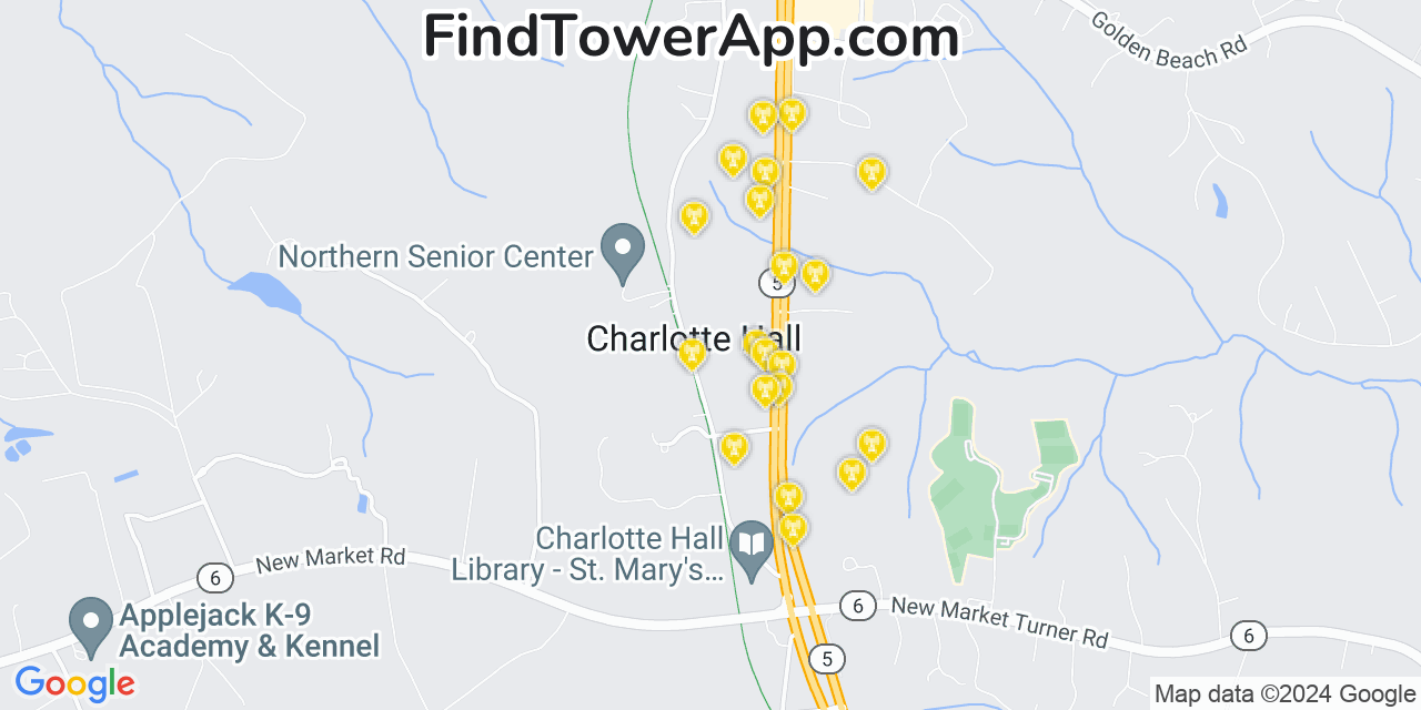 T-Mobile 4G/5G cell tower coverage map Charlotte Hall, Maryland