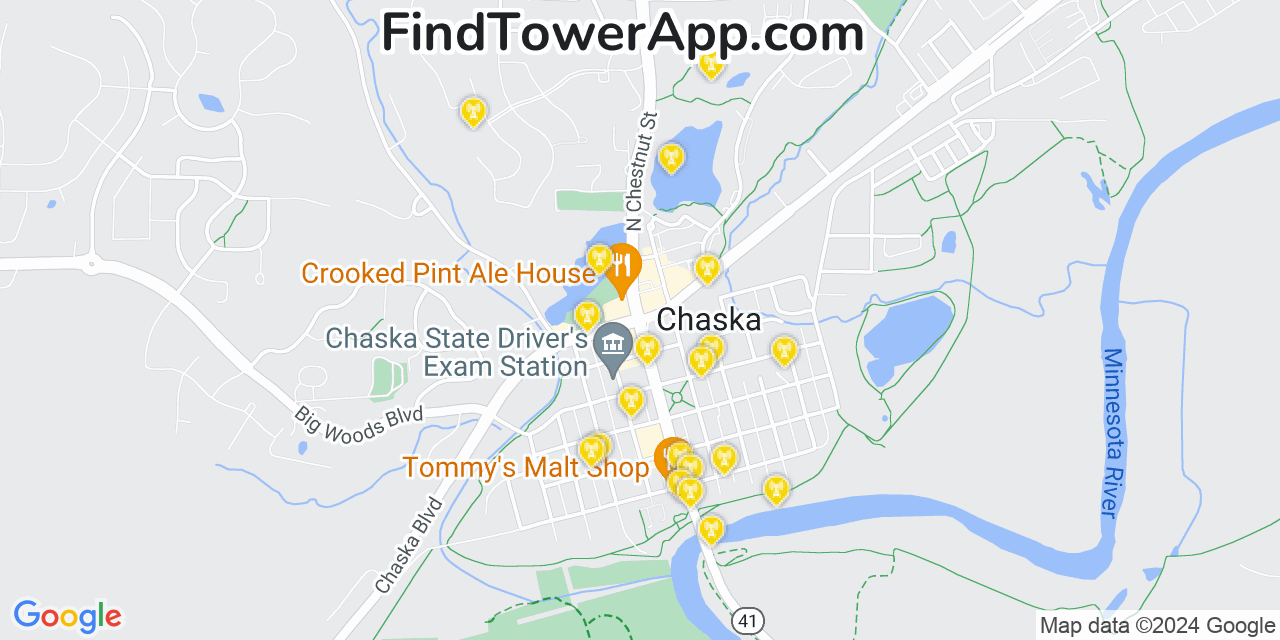 Verizon 4G/5G cell tower coverage map Chaska, Minnesota