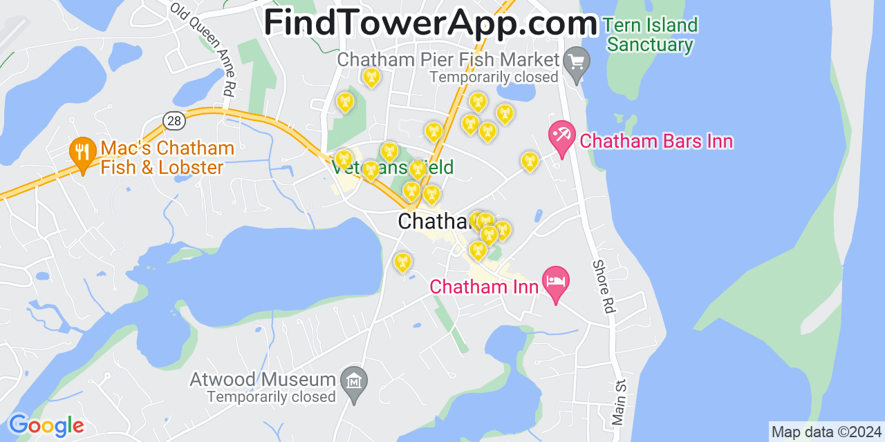 AT&T 4G/5G cell tower coverage map Chatham, Massachusetts