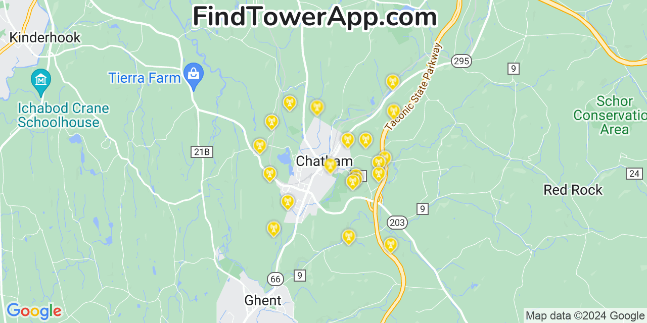 AT&T 4G/5G cell tower coverage map Chatham, New York