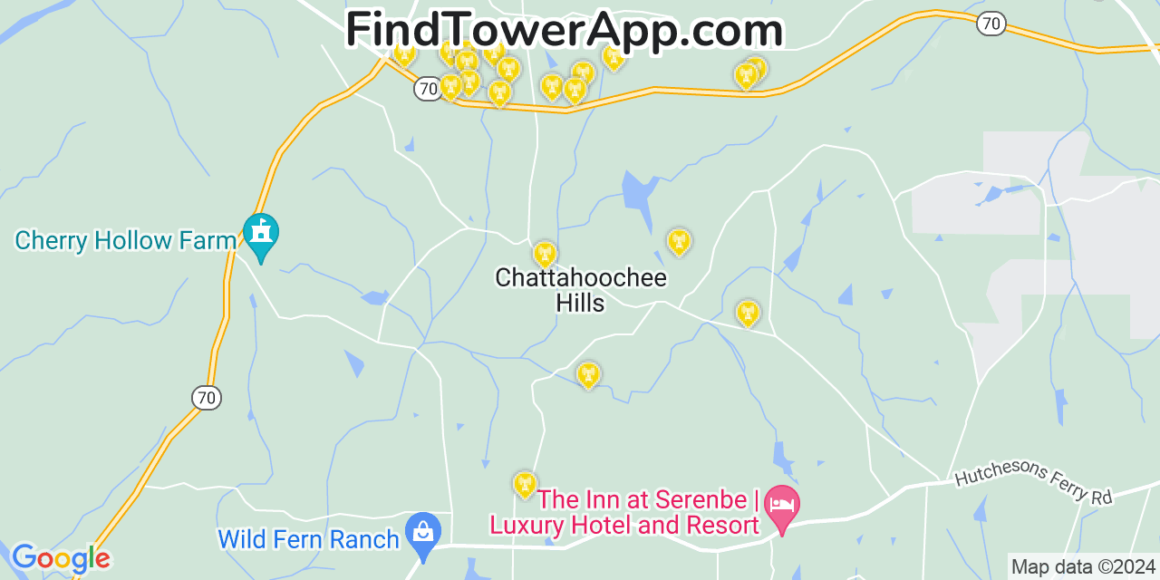 T-Mobile 4G/5G cell tower coverage map Chattahoochee Hills, Georgia