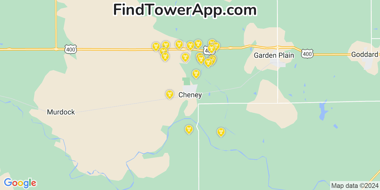 AT&T 4G/5G cell tower coverage map Cheney, Kansas