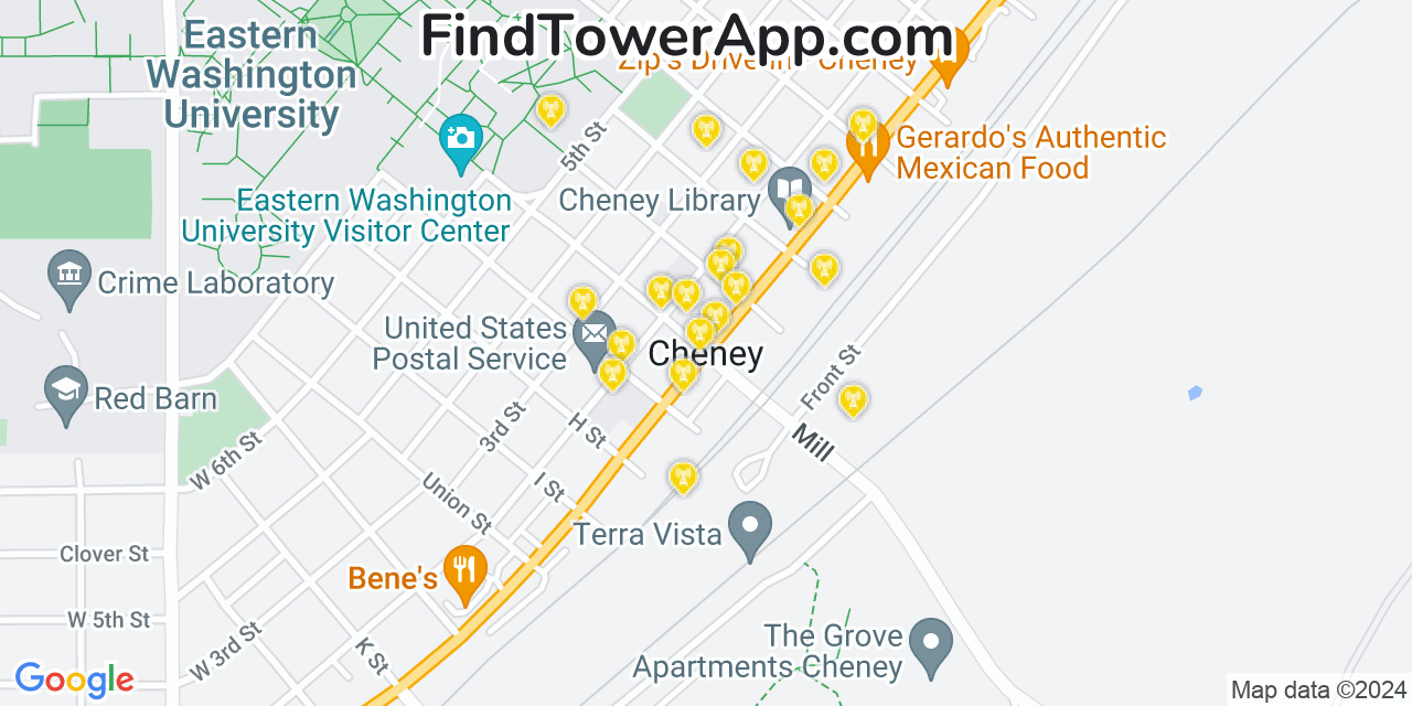 T-Mobile 4G/5G cell tower coverage map Cheney, Washington
