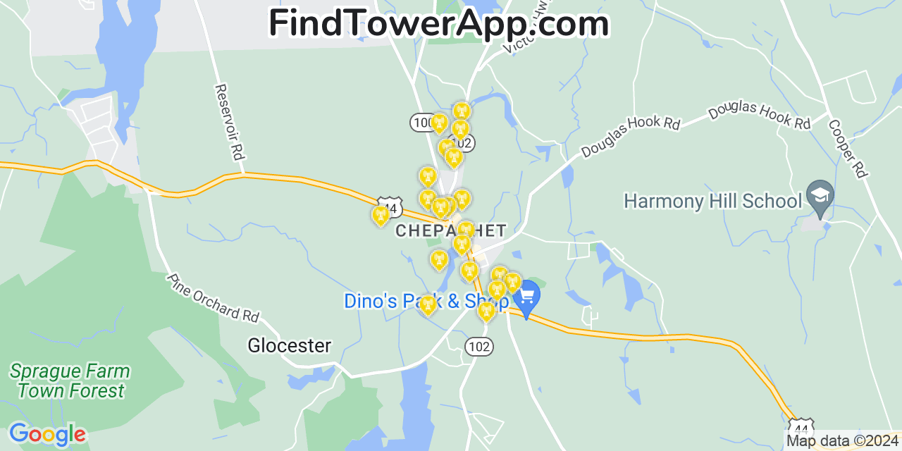 T-Mobile 4G/5G cell tower coverage map Chepachet, Rhode Island
