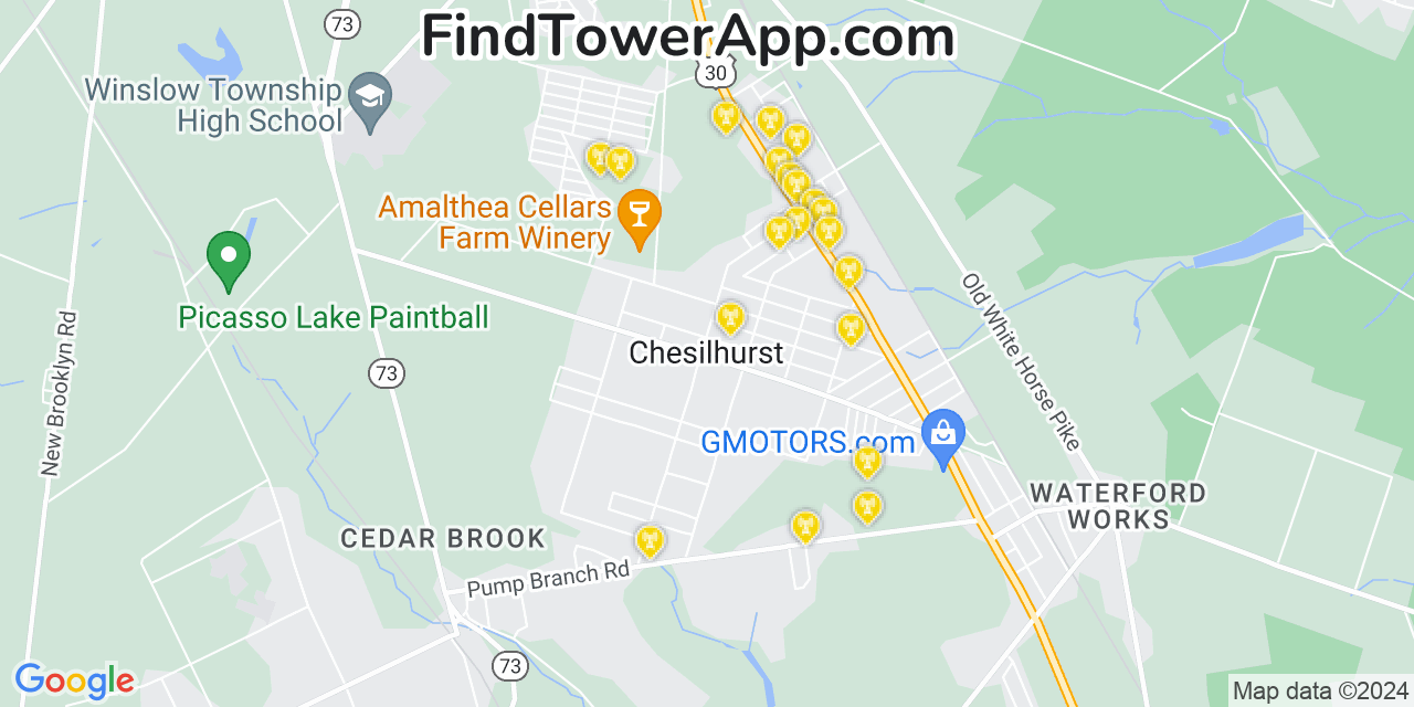 T-Mobile 4G/5G cell tower coverage map Chesilhurst, New Jersey