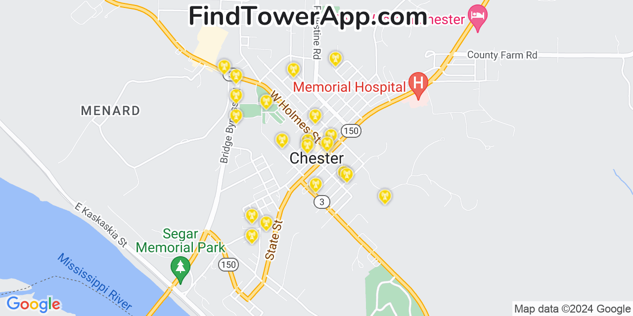T-Mobile 4G/5G cell tower coverage map Chester, Illinois