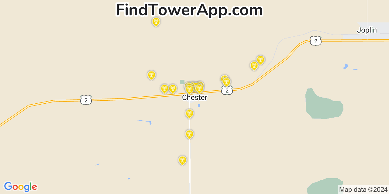 AT&T 4G/5G cell tower coverage map Chester, Montana
