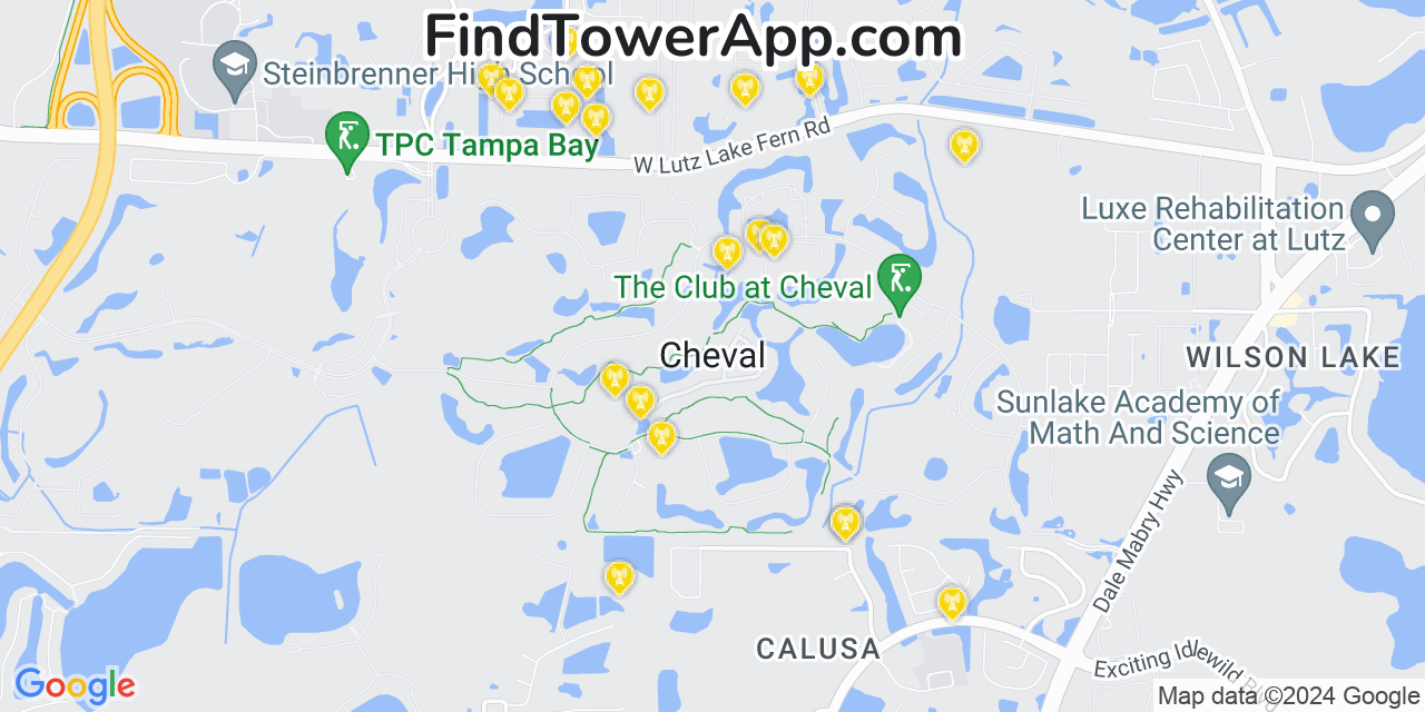 AT&T 4G/5G cell tower coverage map Cheval, Florida