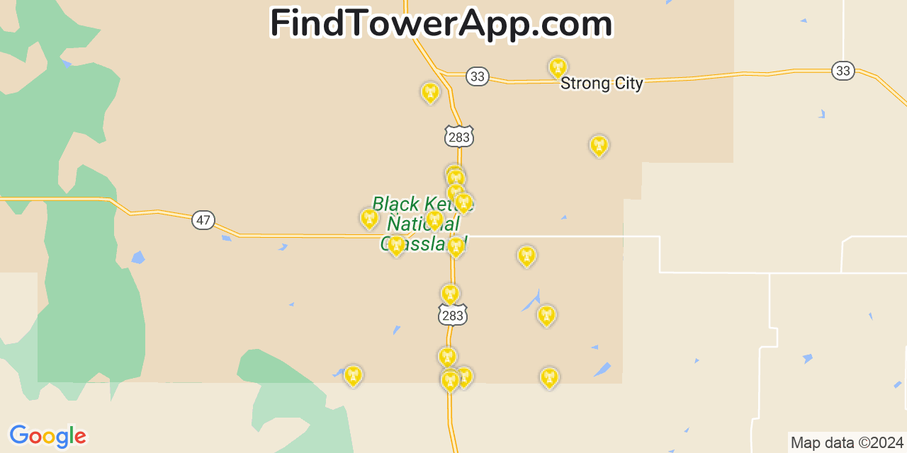 AT&T 4G/5G cell tower coverage map Cheyenne, Oklahoma