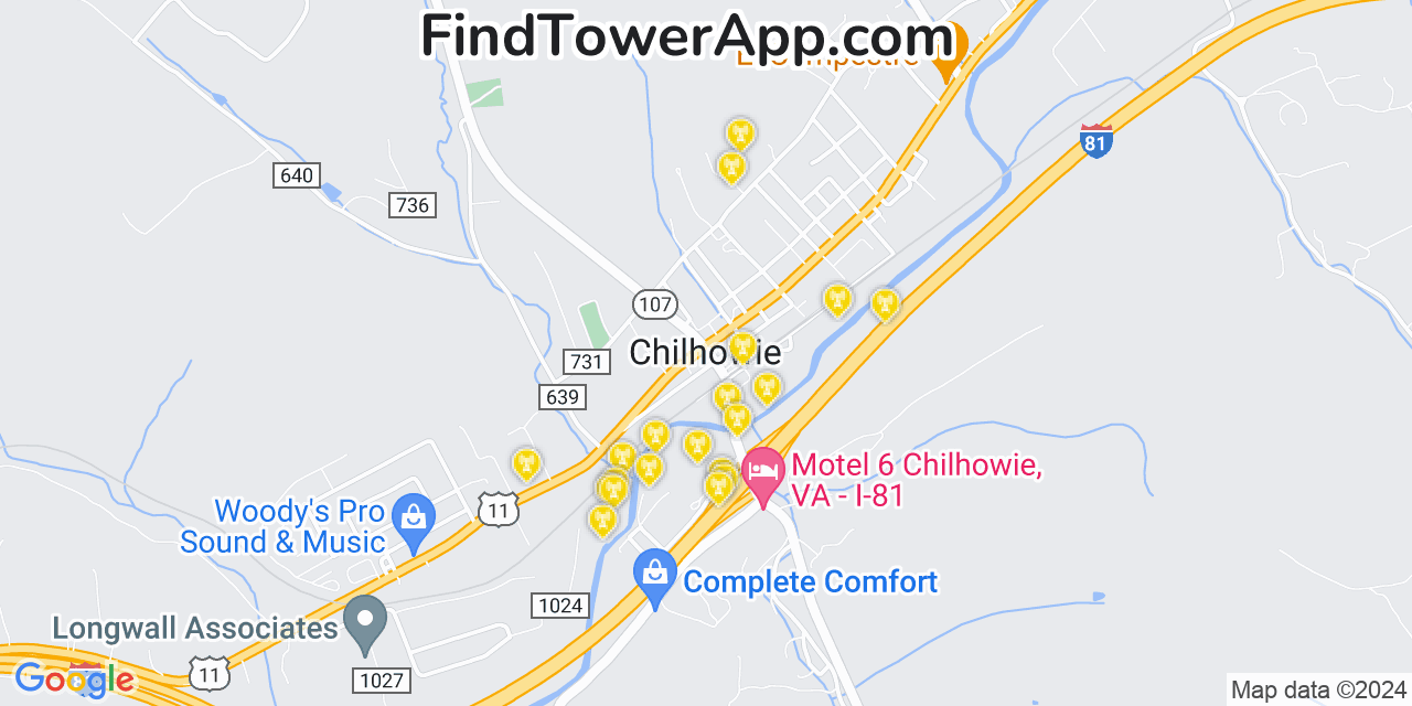 T-Mobile 4G/5G cell tower coverage map Chilhowie, Virginia