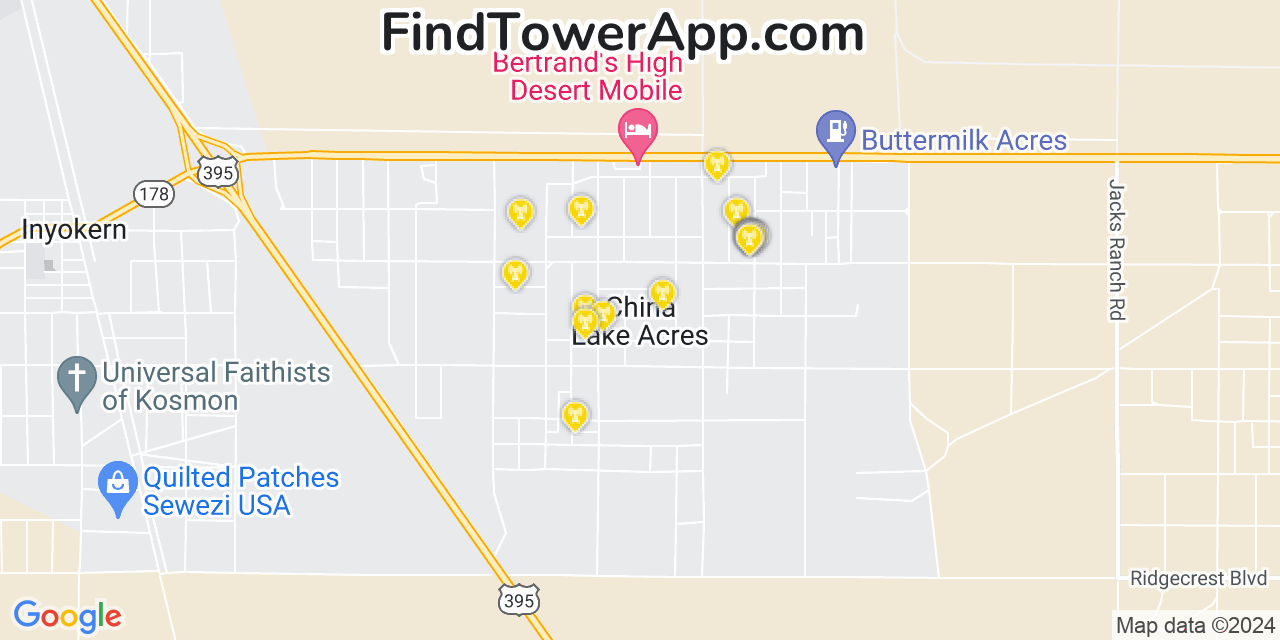 AT&T 4G/5G cell tower coverage map China Lake Acres, California