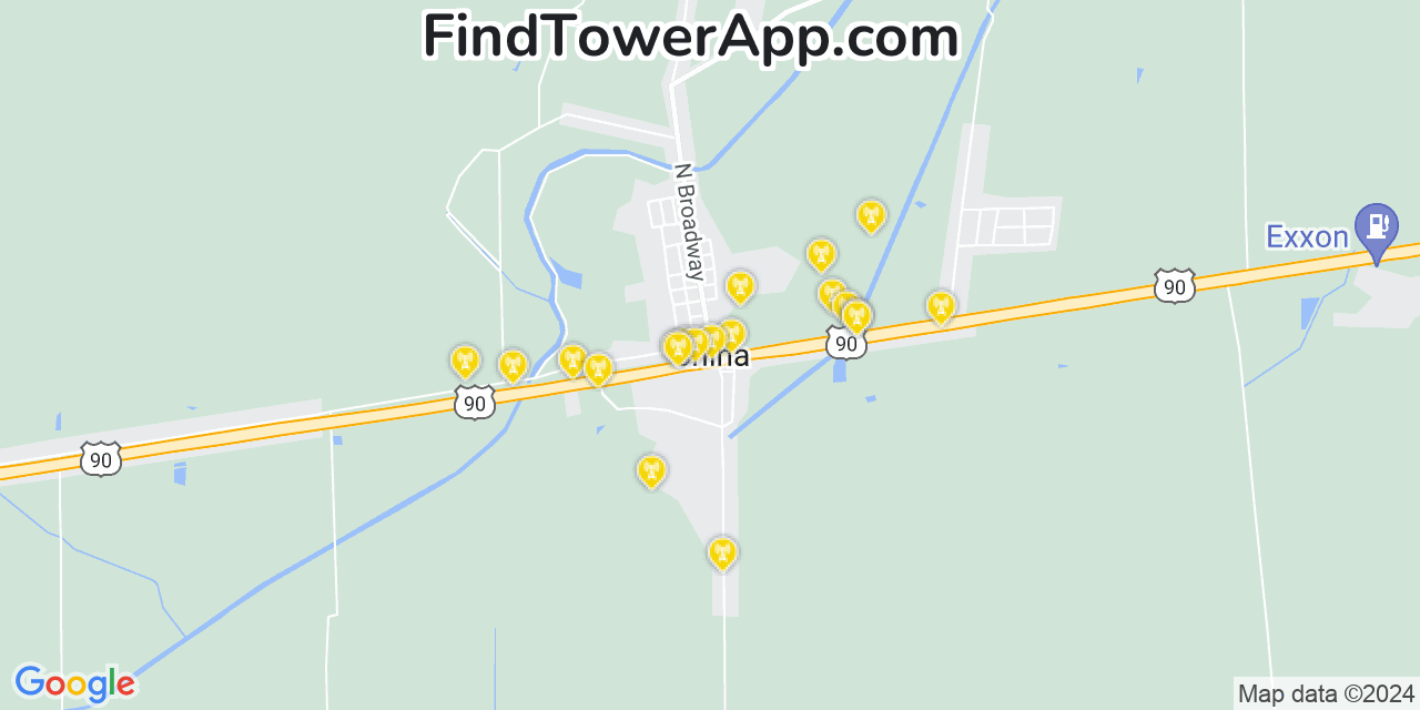 AT&T 4G/5G cell tower coverage map China, Texas