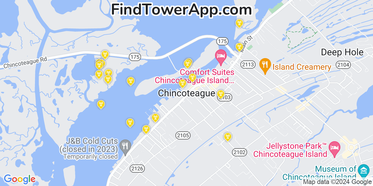 T-Mobile 4G/5G cell tower coverage map Chincoteague, Virginia