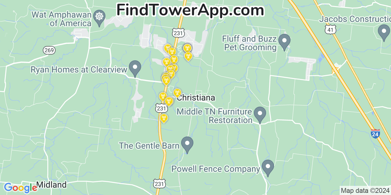 T-Mobile 4G/5G cell tower coverage map Christiana, Tennessee