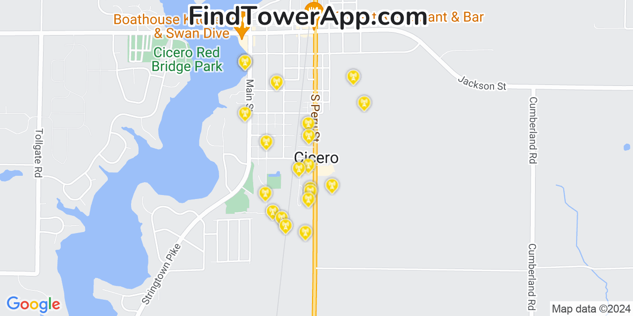 AT&T 4G/5G cell tower coverage map Cicero, Indiana