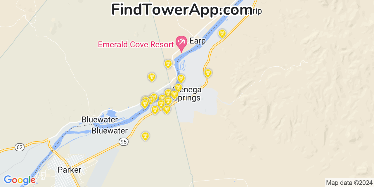 AT&T 4G/5G cell tower coverage map Cienega Springs, Arizona