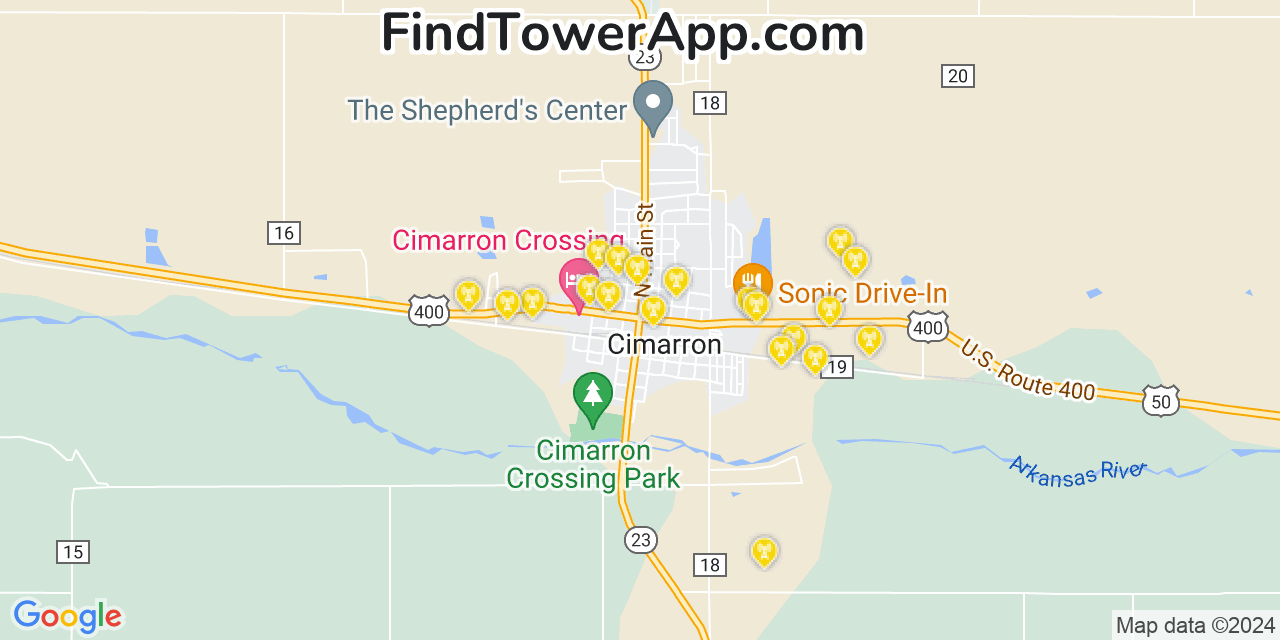 AT&T 4G/5G cell tower coverage map Cimarron, Kansas