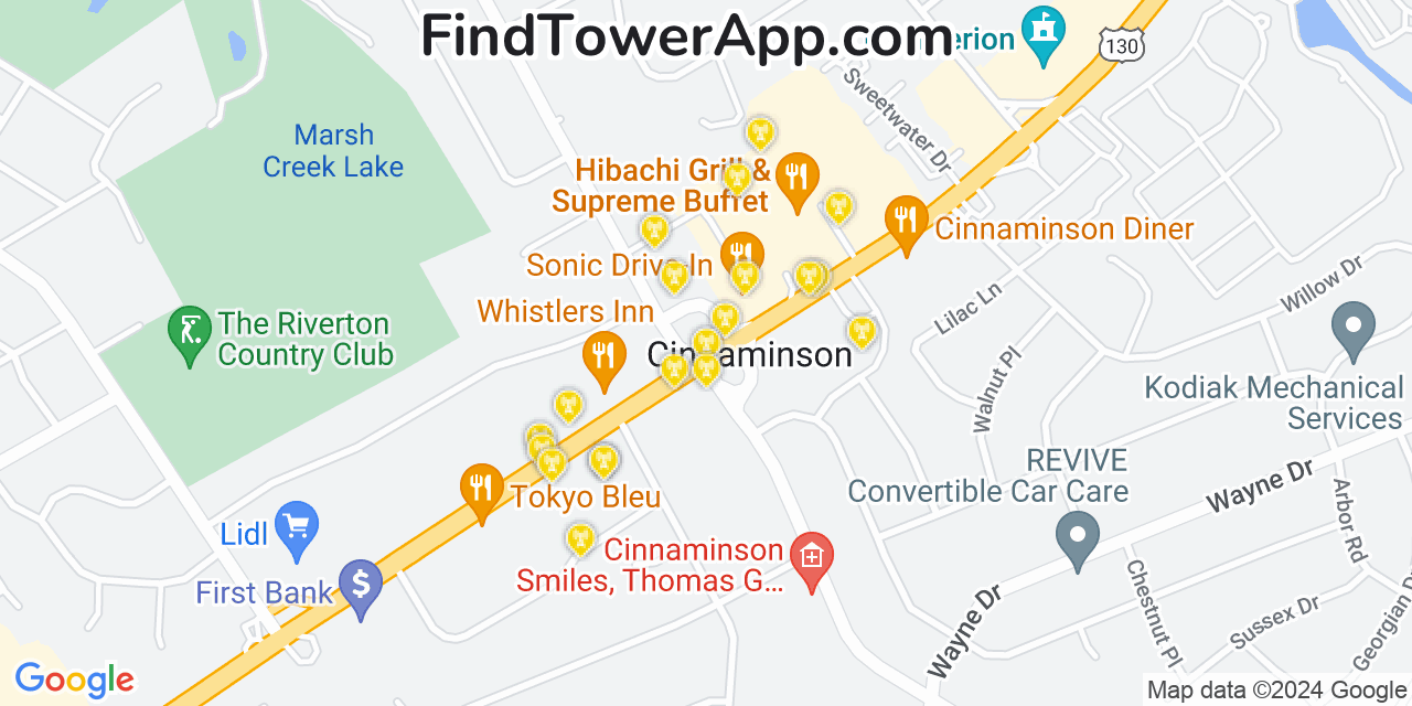 T-Mobile 4G/5G cell tower coverage map Cinnaminson, New Jersey