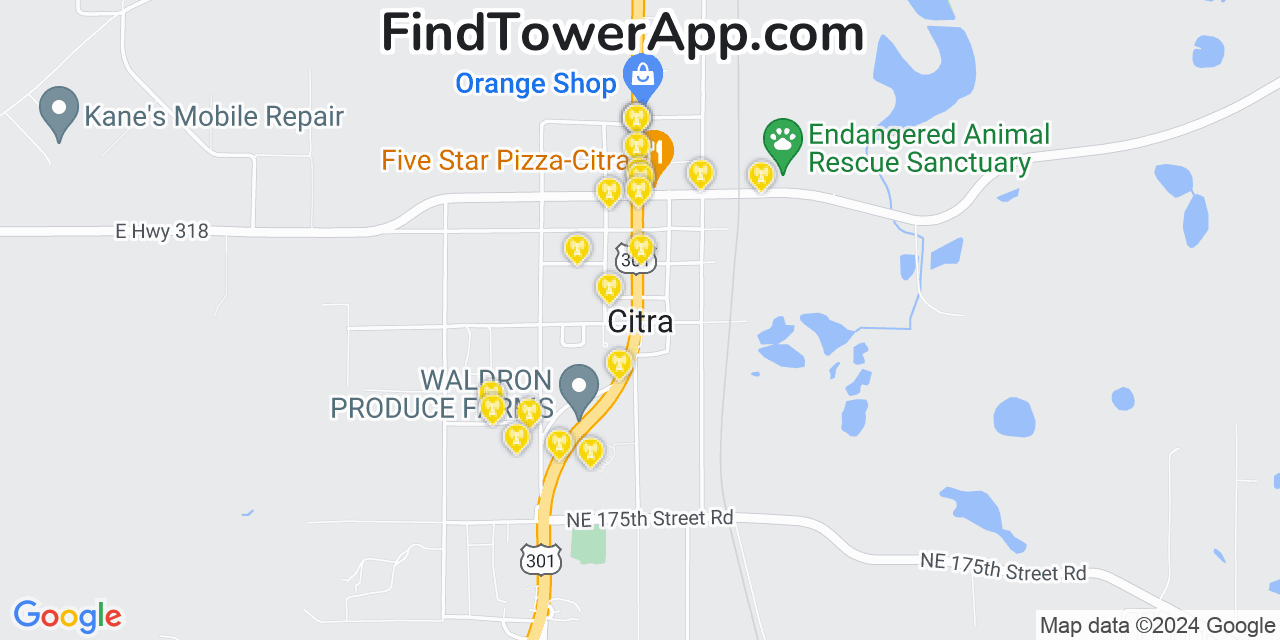 T-Mobile 4G/5G cell tower coverage map Citra, Florida
