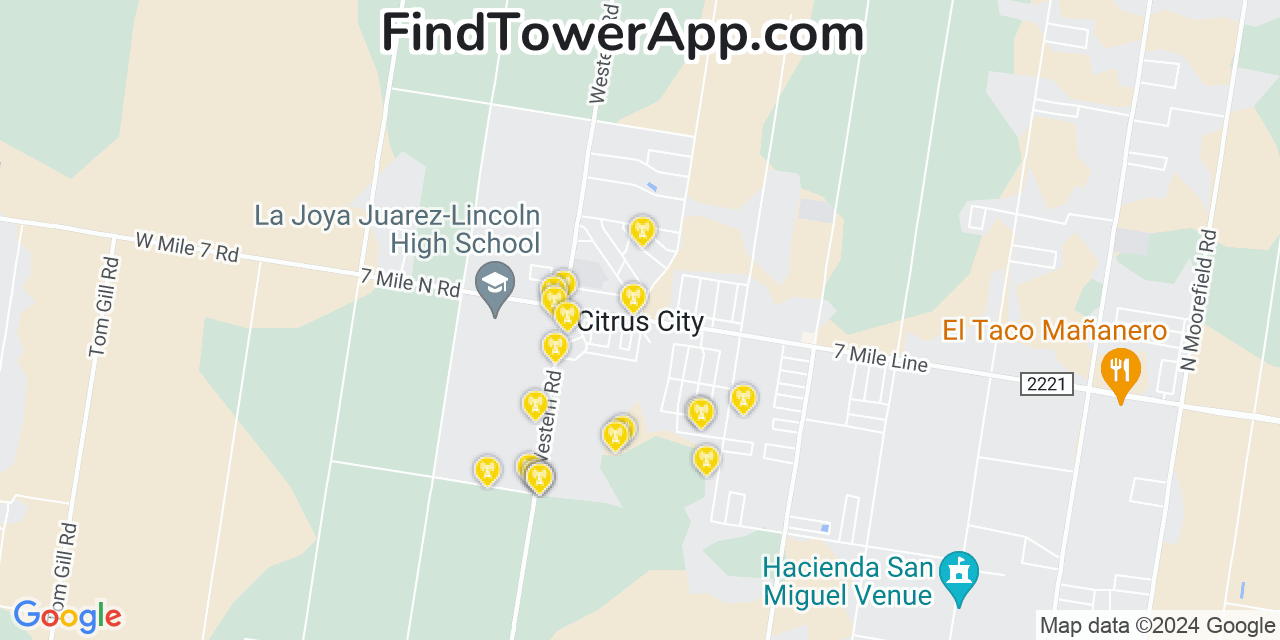 AT&T 4G/5G cell tower coverage map Citrus City, Texas