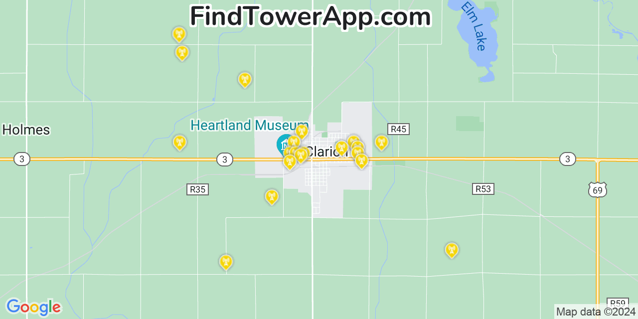 AT&T 4G/5G cell tower coverage map Clarion, Iowa