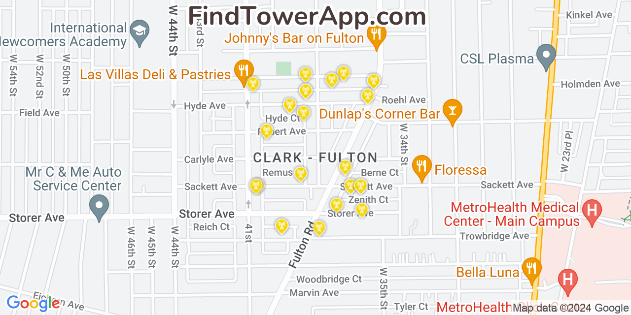 AT&T 4G/5G cell tower coverage map Clark Fulton, Ohio