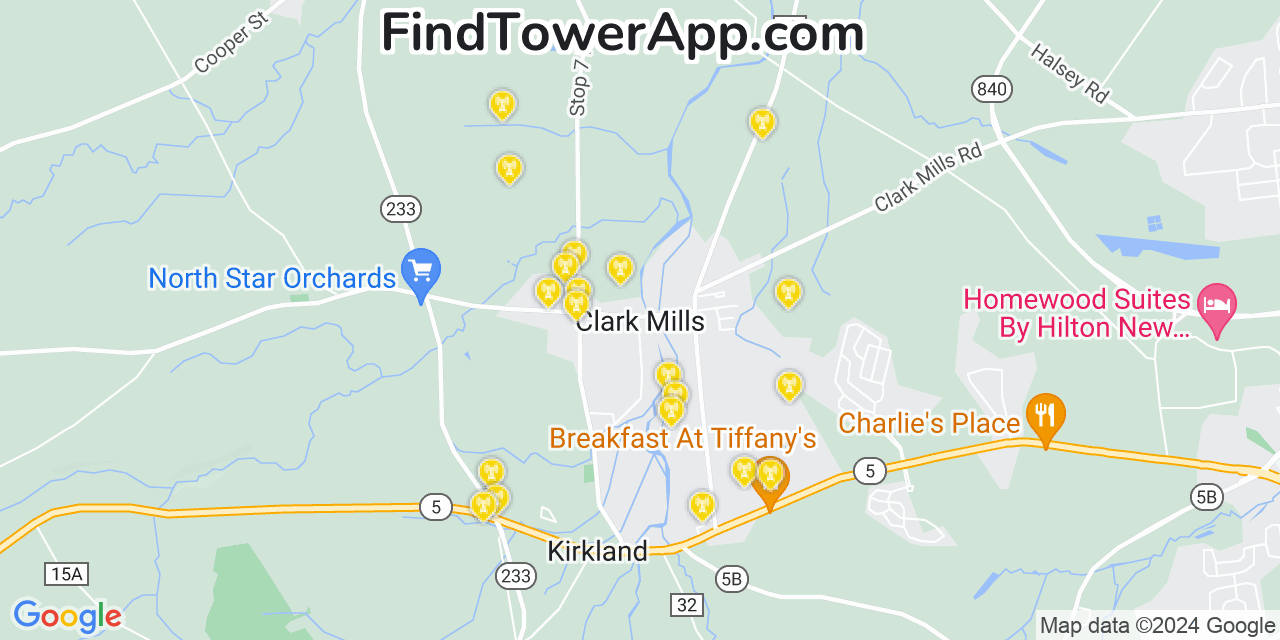 T-Mobile 4G/5G cell tower coverage map Clark Mills, New York