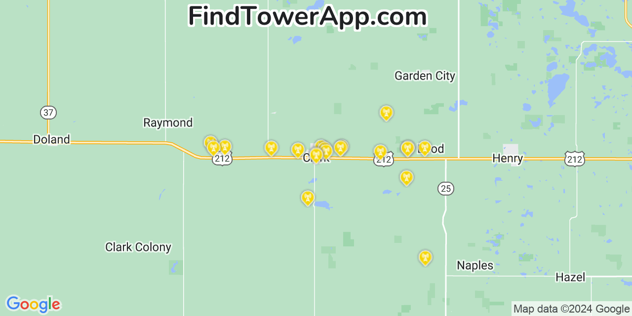 AT&T 4G/5G cell tower coverage map Clark, South Dakota