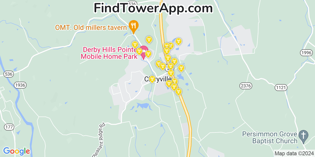AT&T 4G/5G cell tower coverage map Claryville, Kentucky