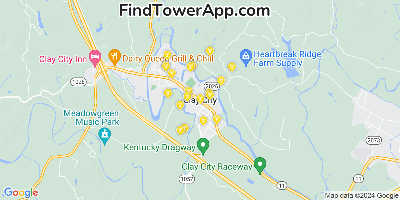 AT&T 4G/5G cell tower coverage map Clay City, Kentucky