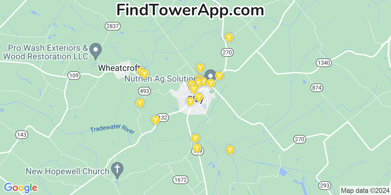 AT&T 4G/5G cell tower coverage map Clay, Kentucky